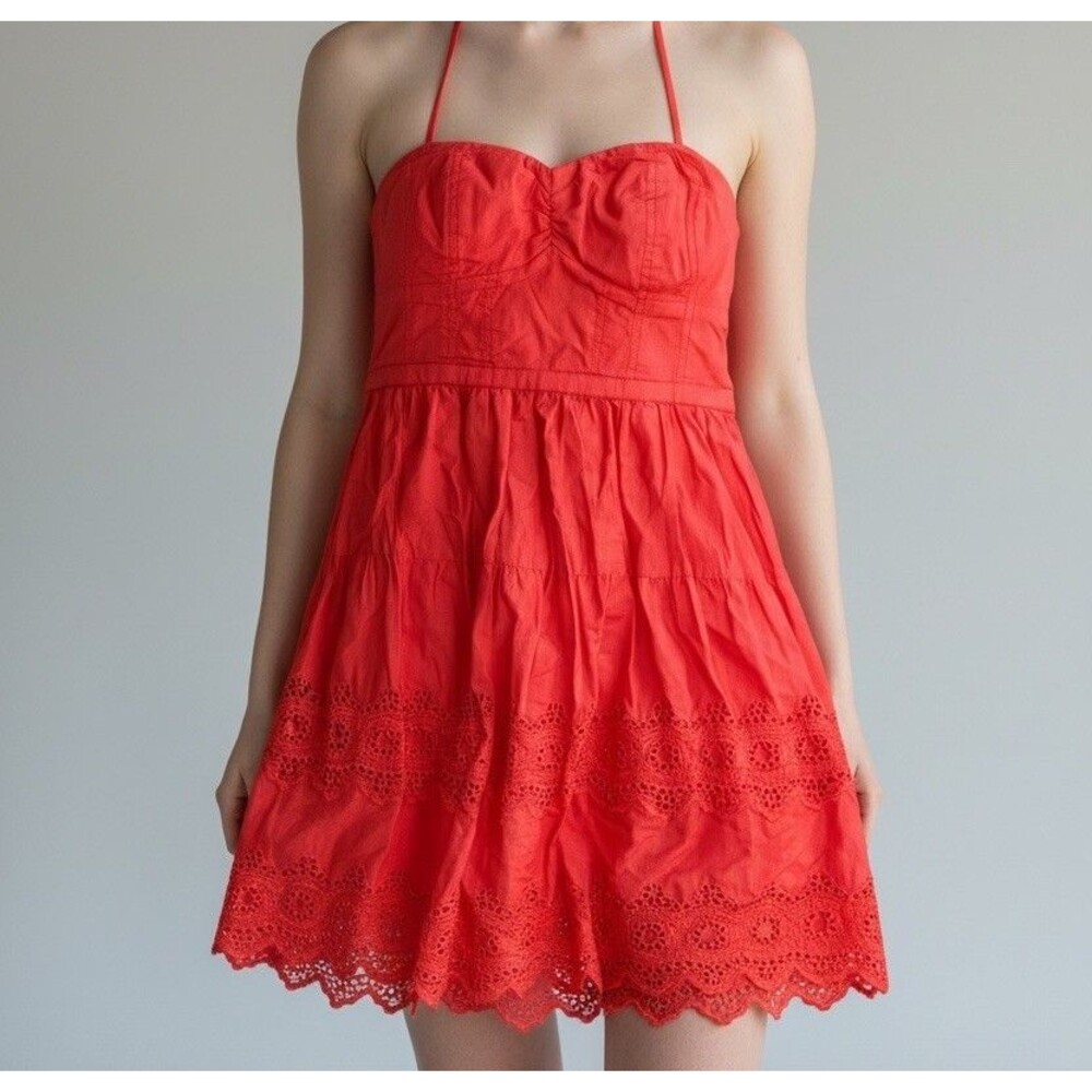 Vintage Y2k American Eagle Peasant Babydoll Dress Orange M